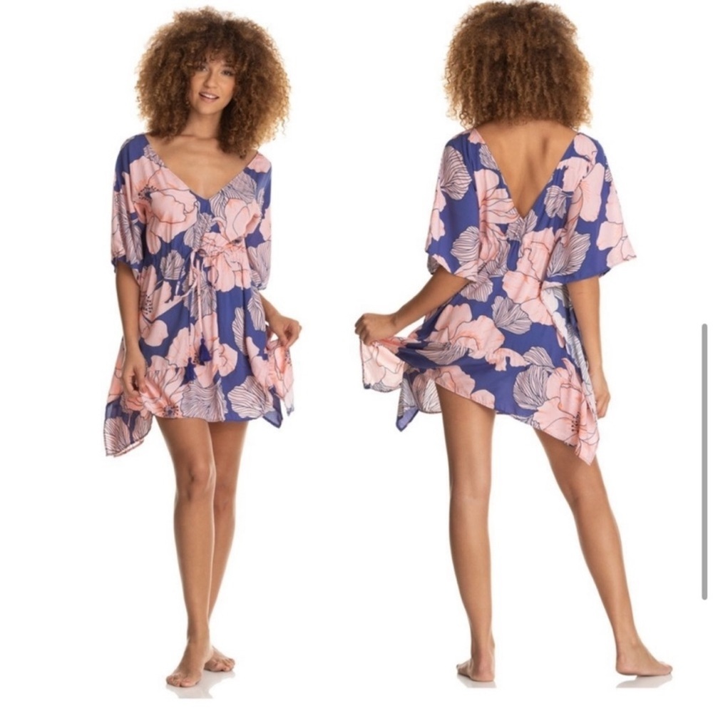 Maaji Swim Cover Up Dress Women’s Medium Floral Kaftan Twinkling Lights B14